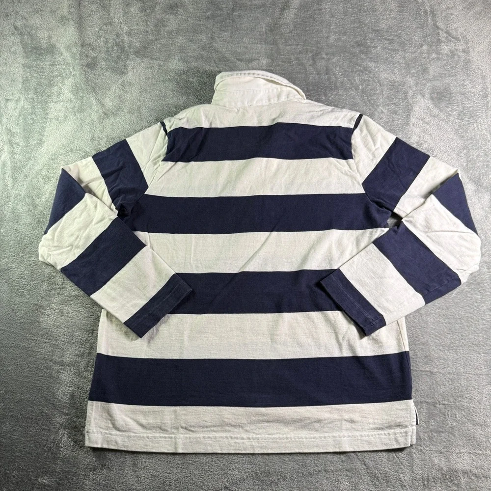 J.Crew Always Striped Long Sleeve Rugby Shirt Mens L Navy White - Picture 5 of 9